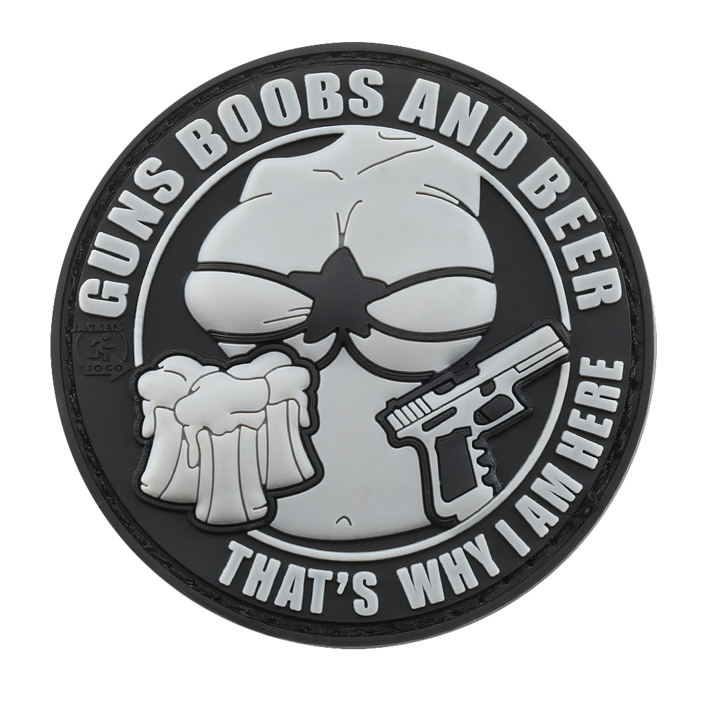 JTG 3D Rubber Patch mit Klettflche Guns, Boobs and Beer schwarz/grau