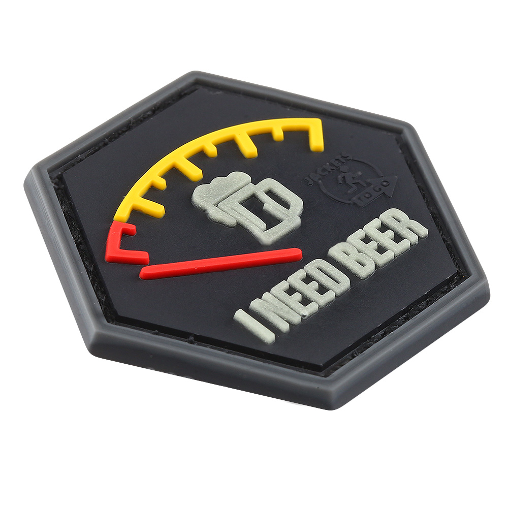 JTG 3D Rubber Patch Hexagon mit Klettflche I need Beer nachleuchtend rot/gelb Bild 1