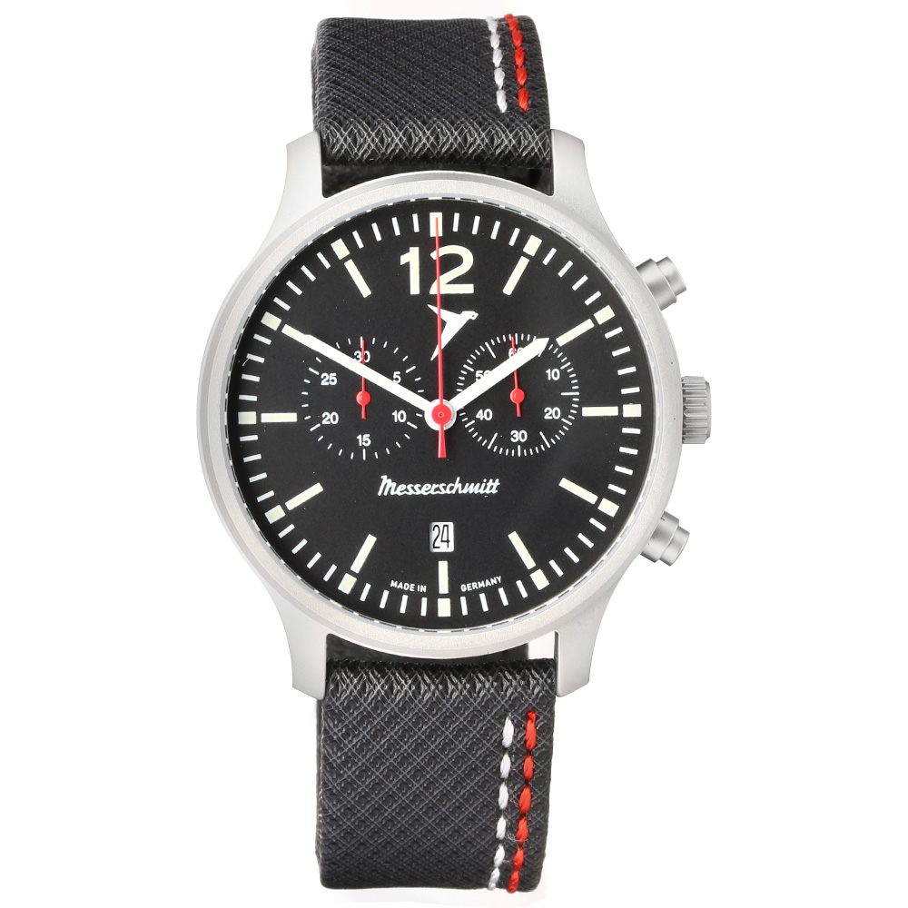 Messerschmitt Fliegerchrono ME5021-42L mit Neoprenarmband schwarz