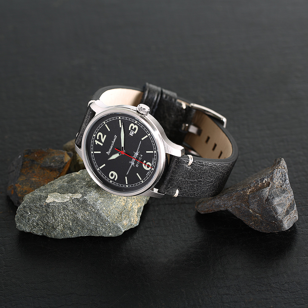 Messerschmitt Fliegeruhr BF110C-4 mit Vintage Lederarmband Bild 4