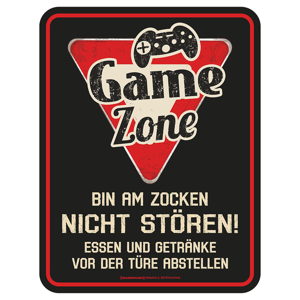 Blechschild Game Zone, nicht stören!