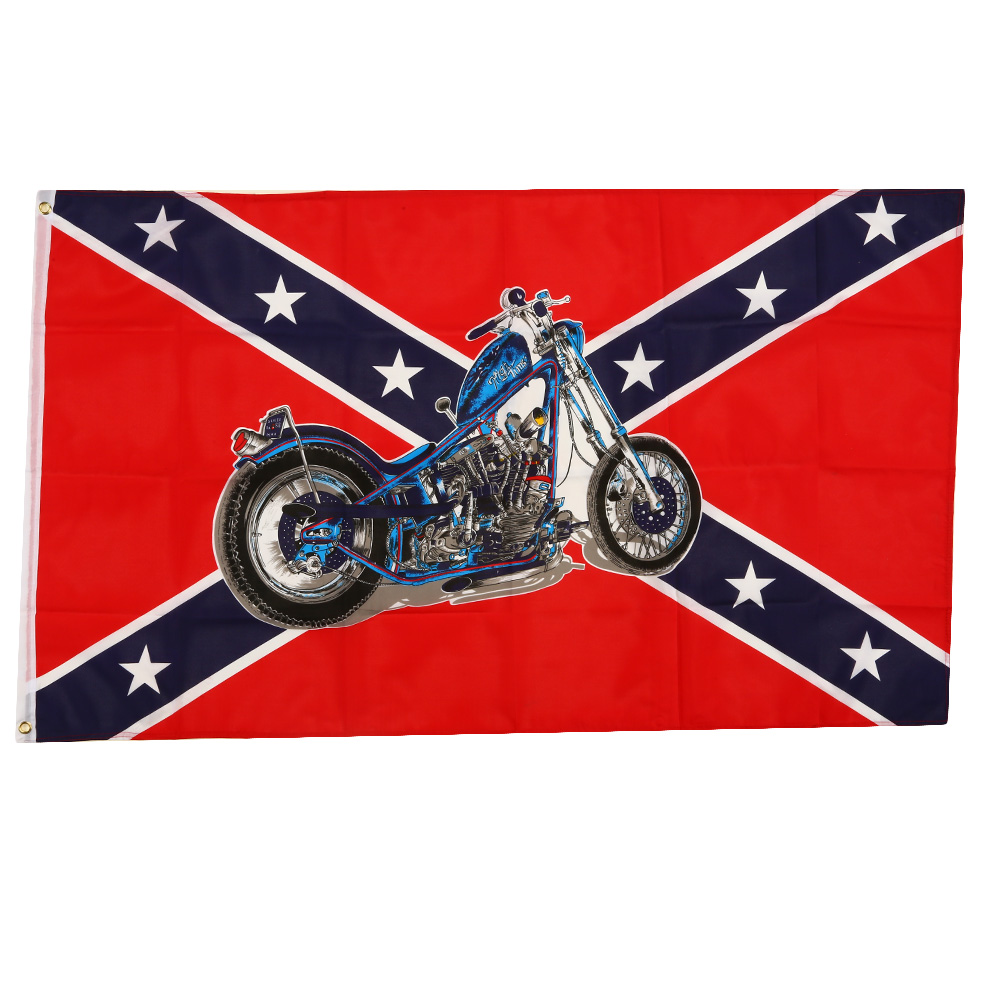 Flagge Südstaaten mit Motorrad 150 x 90 cm