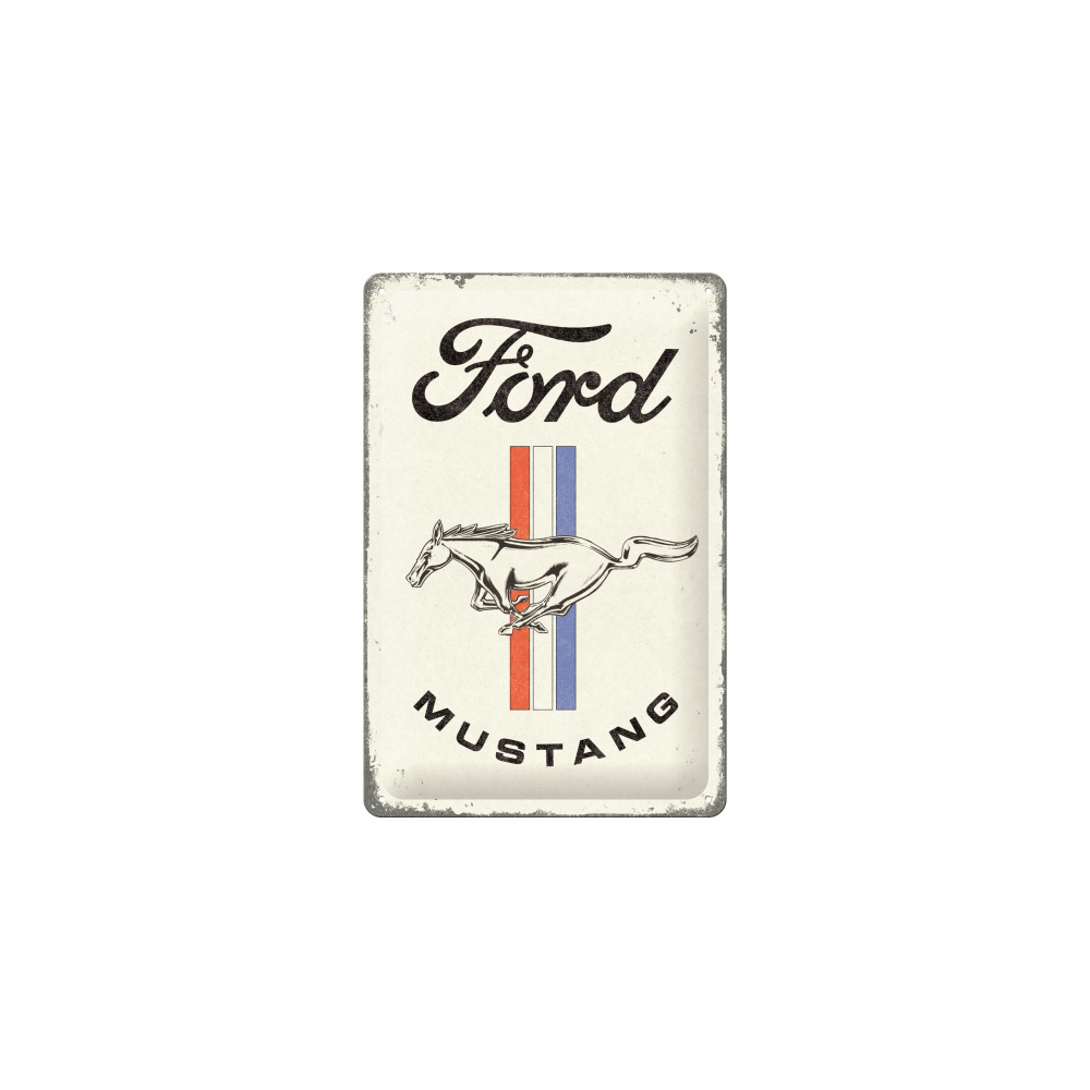 Blechschild Ford Mustang Horse & Stripes Logo 20 x 30 cm