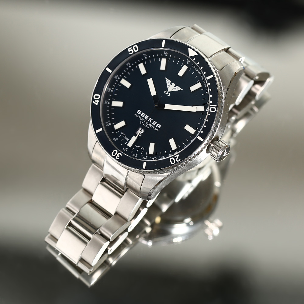 KHS Armbanduhr Seeker Steel Blue Edition mit Edelstahlarmband Bild 1
