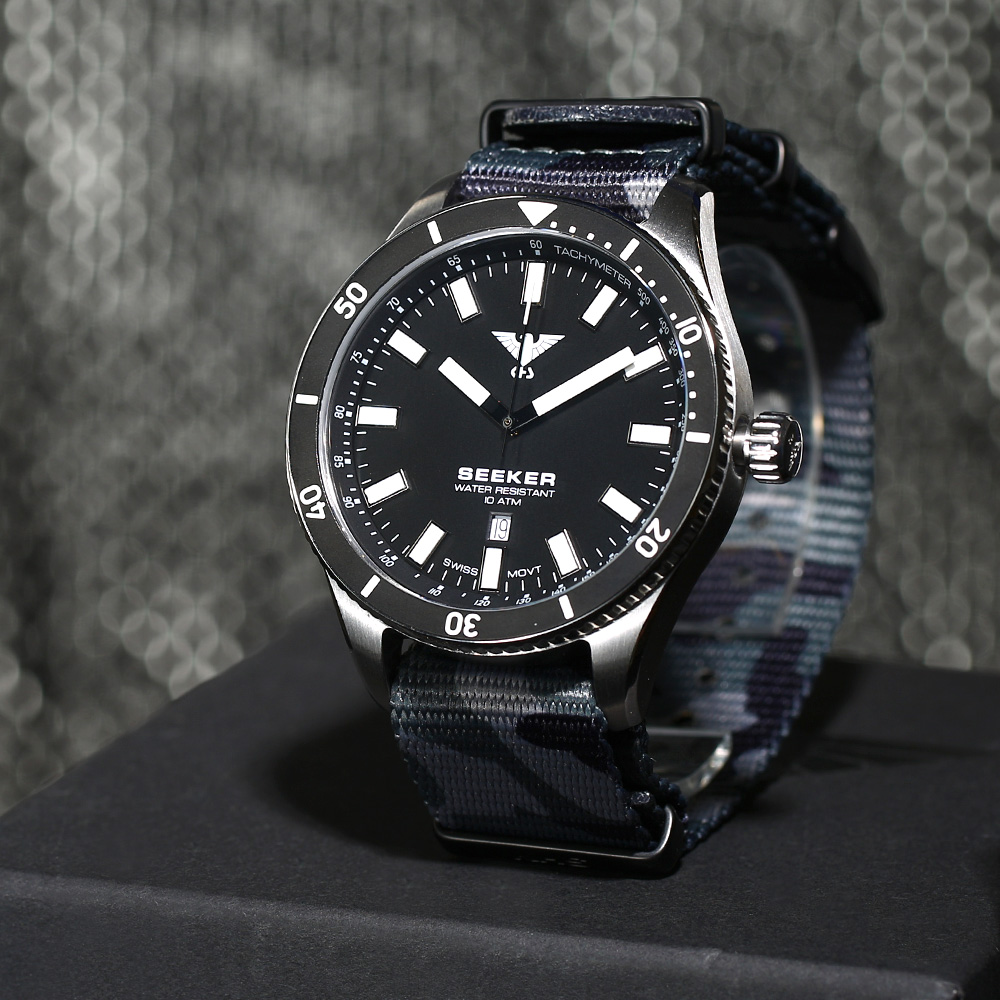 KHS Armbanduhr Seeker Steel Natoband Camouflage schwarz Bild 1