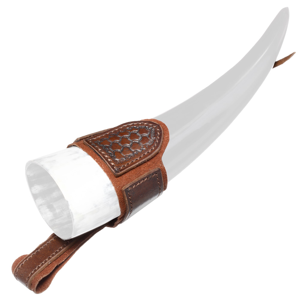Hornhalter mit Prgung fr Trinkhrner Wildleder dunkelbraun Bild 1