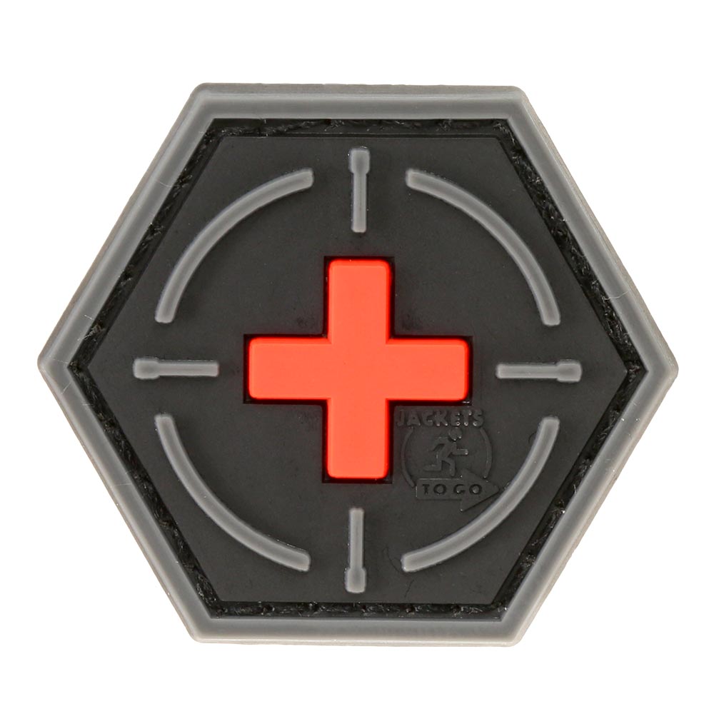 JTG 3D Rubber Patch Hexagon mit Klettflche Tactical Medic Red Cross schwarz/rot