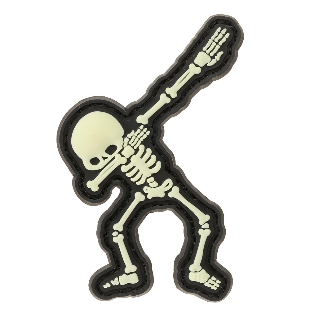 JTG 3D Rubber Patch mit Klettflche Dabbing Skeleton nachleuchtend