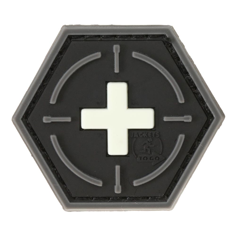 JTG 3D Rubber Patch Hexagon mit Klettflche Tactical Medic Red Cross nachleuchtend