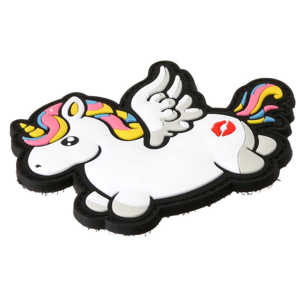 JTG 3D Rubber Patch mit Klettflche Flying Unicorn Kiss my Ass rainbow Bild 1