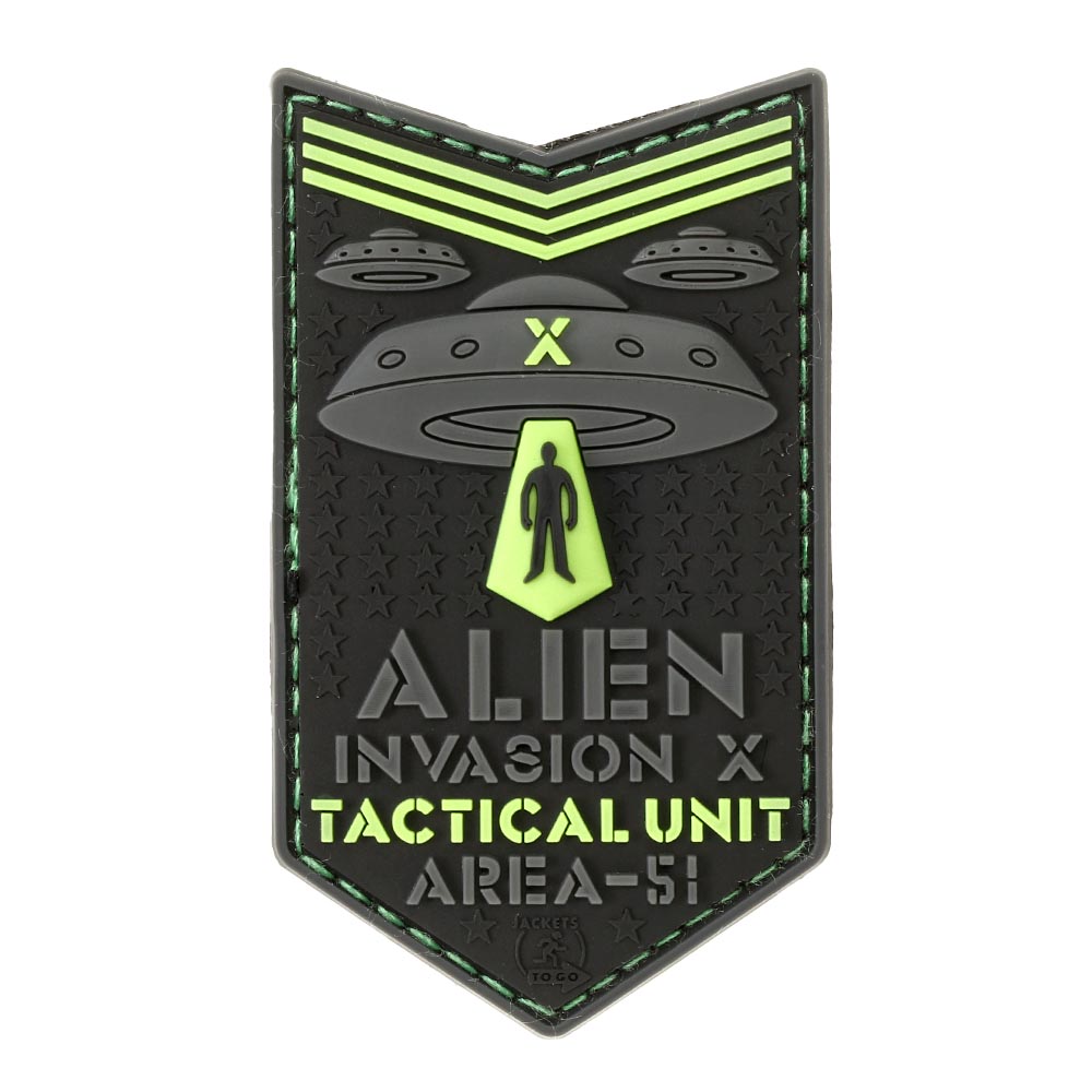 JTG 3D Rubber Patch mit Klettflche Alien Invasion X-Files Tactical Unit nachleuchtend