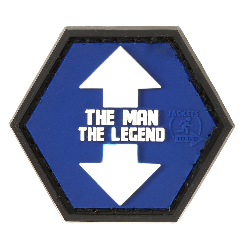 JTG 3D Rubber Patch Hexagon mit Klettflche The Man / The Legend blau/wei