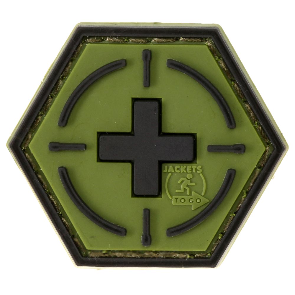 JTG 3D Rubber Patch Hexagon mit Klettflche Tactical Medic Red Cross forest