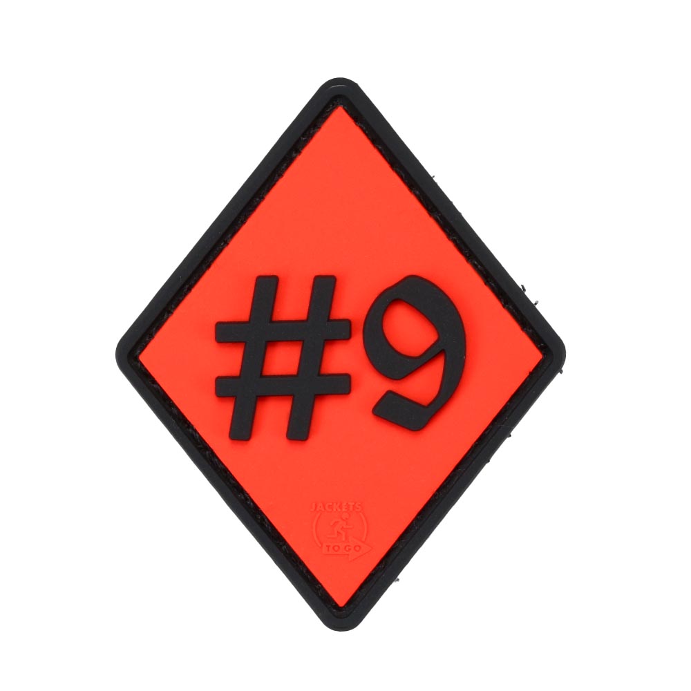 JTG 3D Rubber Patch mit Klettflche Number 9 black on fire-red