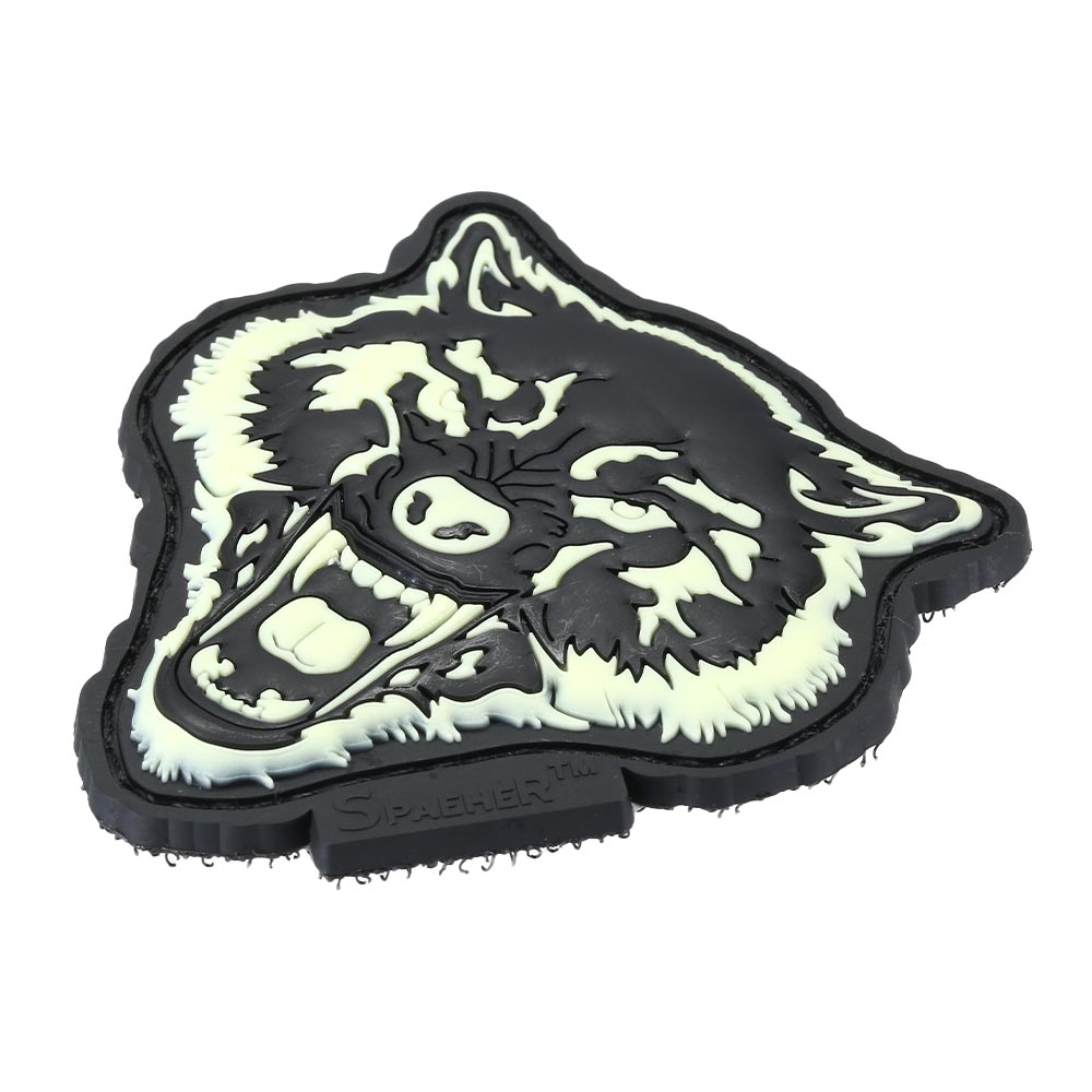 JTG 3D Rubber Patch mit Klettflche Angry Wolf Head nachleuchtend Bild 1