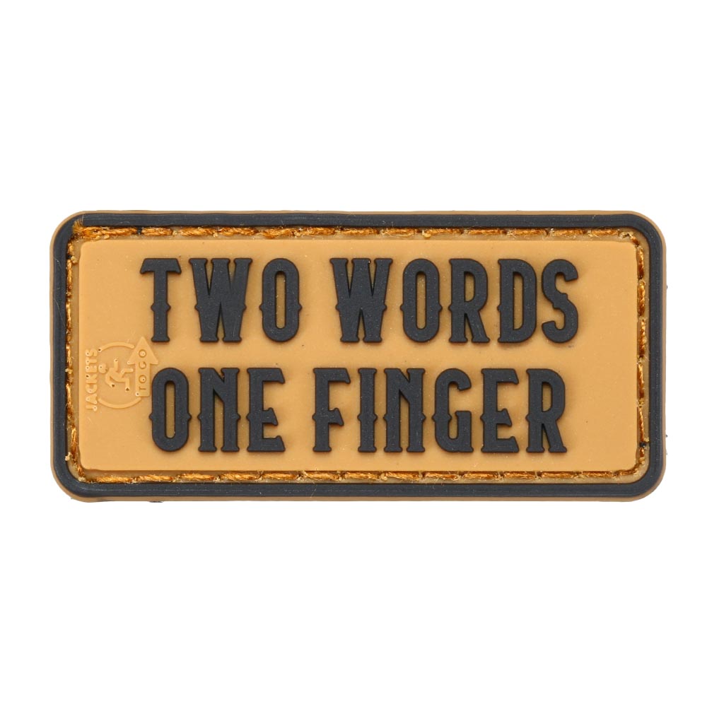 JTG 3D Rubber Patch mit Klettflche Two Words one Finger micro coyote brown