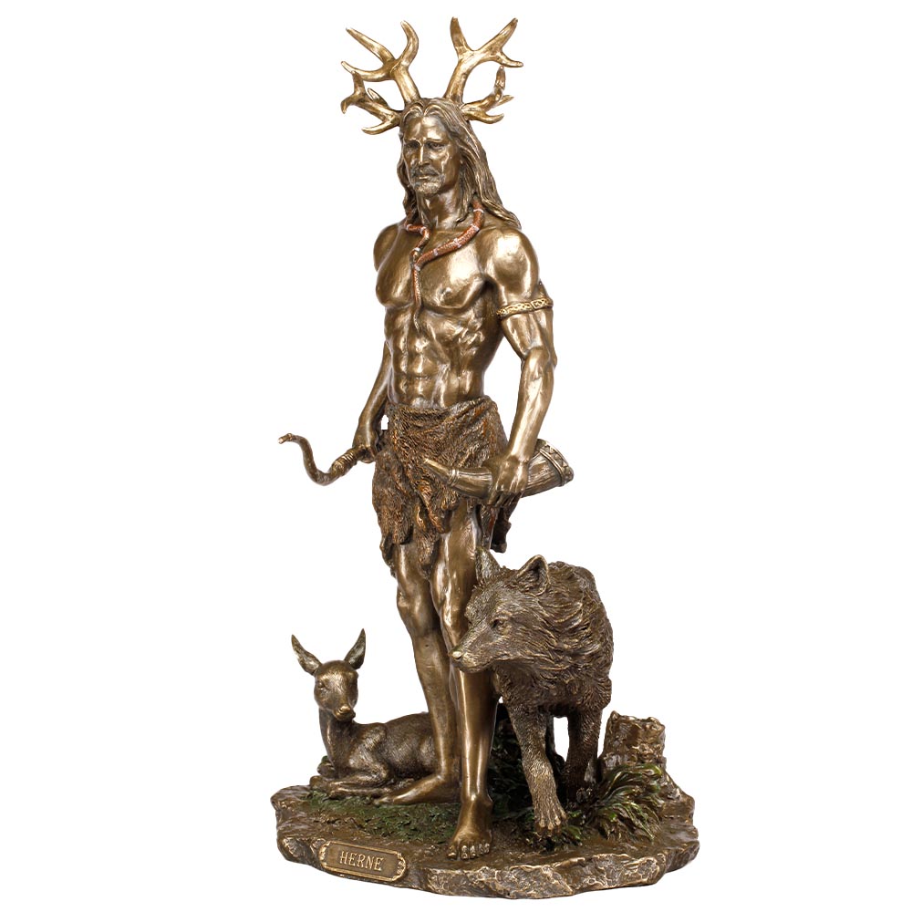 Dekofigur Herne keltischer Gott der Jagd 30 cm bronziert coloriert Bild 2