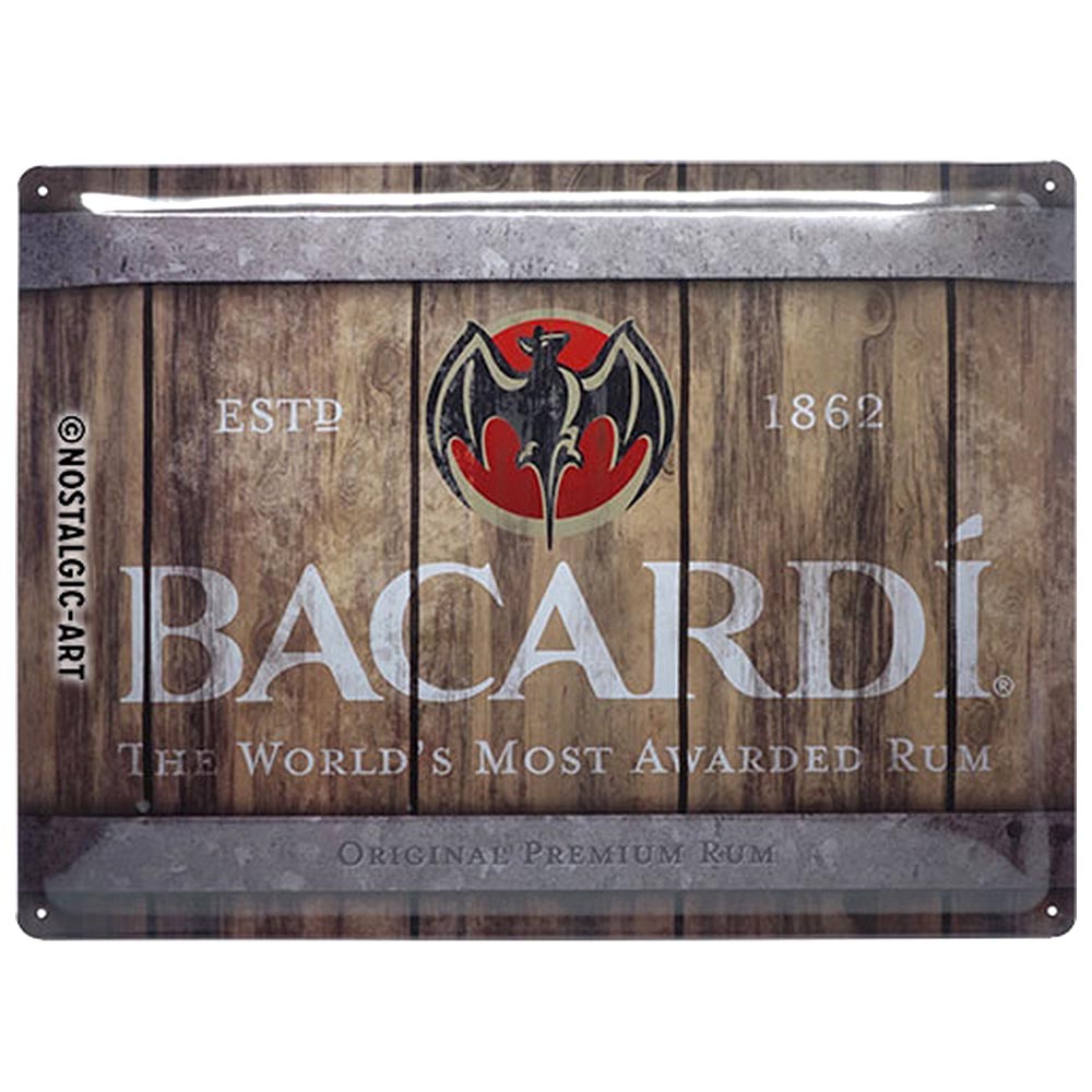 Blechschild Bacardi - Wood Barrel Logo 40 x 30 cm