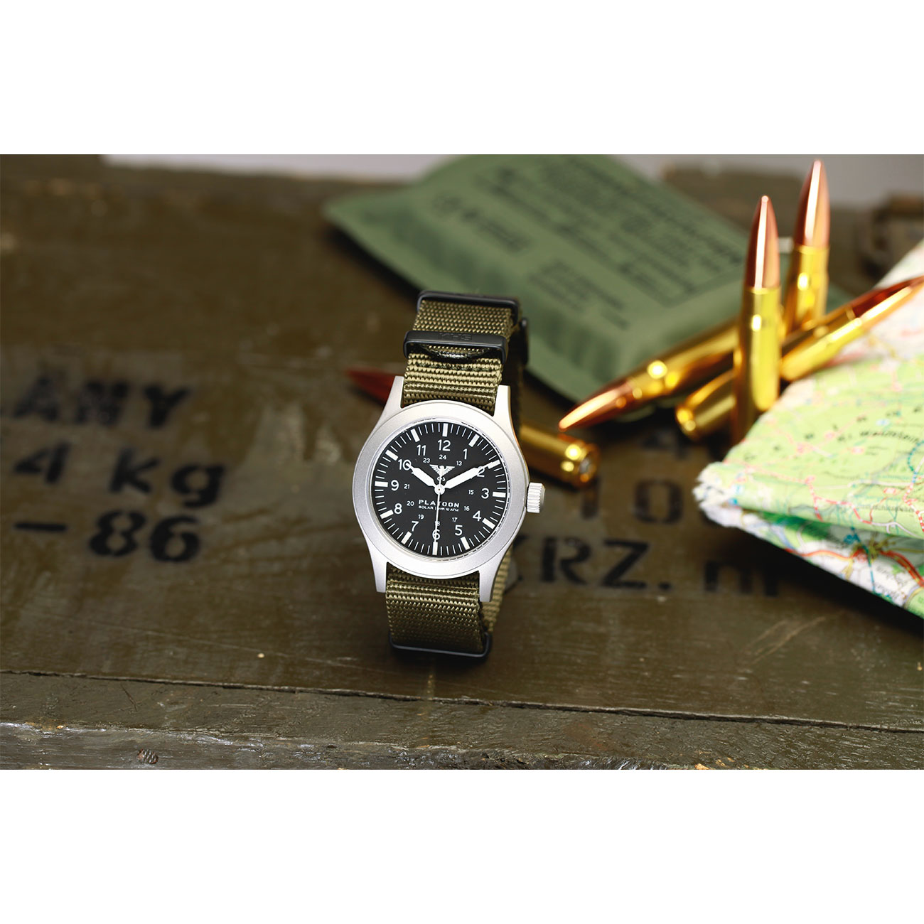 KHS Armbanduhr Platoon Steel Solar Natoband steingrau-oliv Bild 1