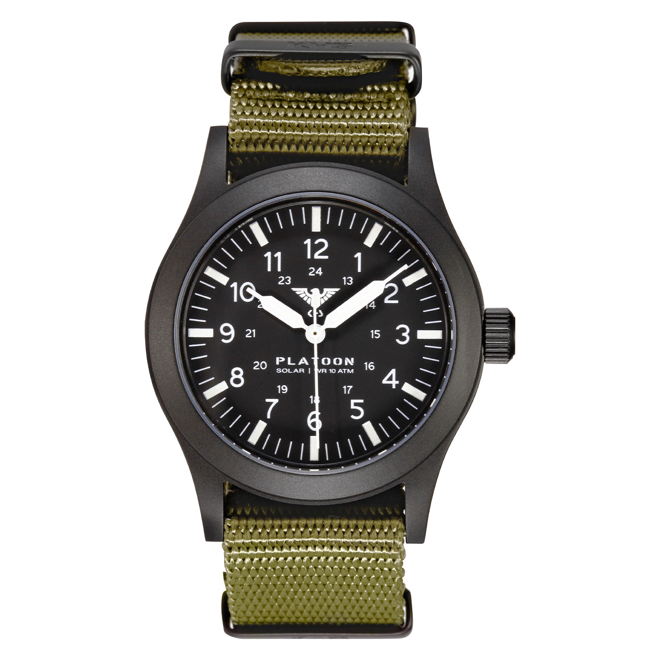 KHS Armbanduhr Platoon Black Steel Solar Natoband steingrau-oliv