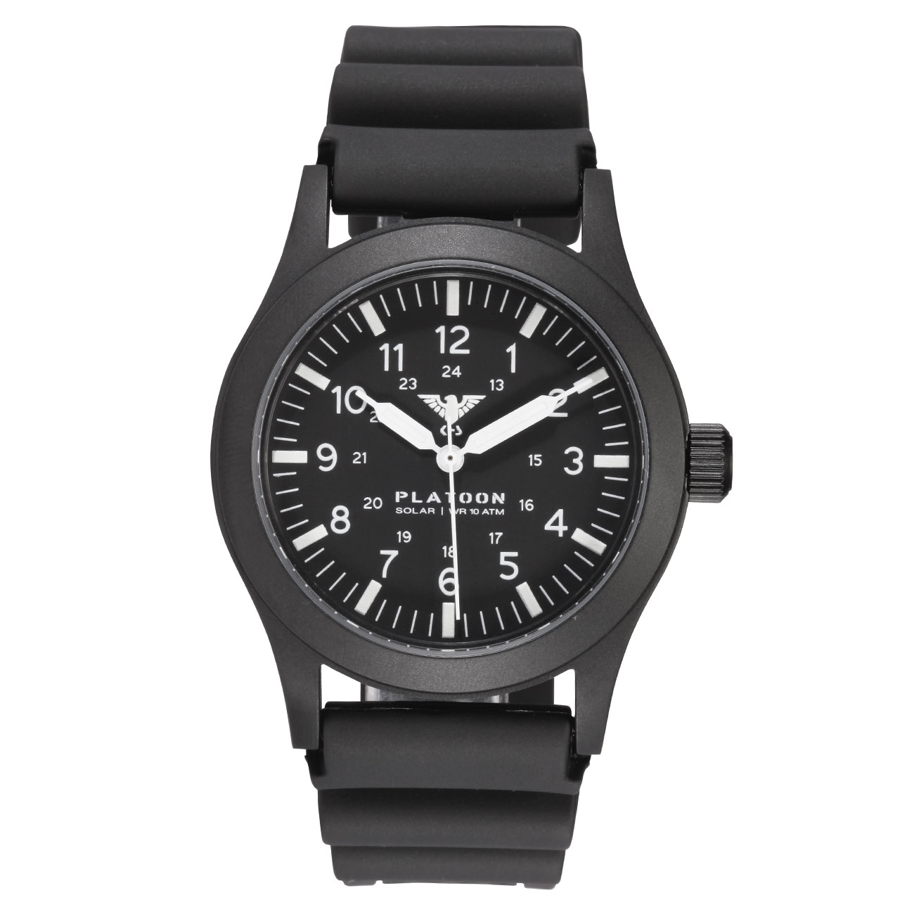 KHS Armbanduhr Platoon Black Steel Solar Taucherband schwarz