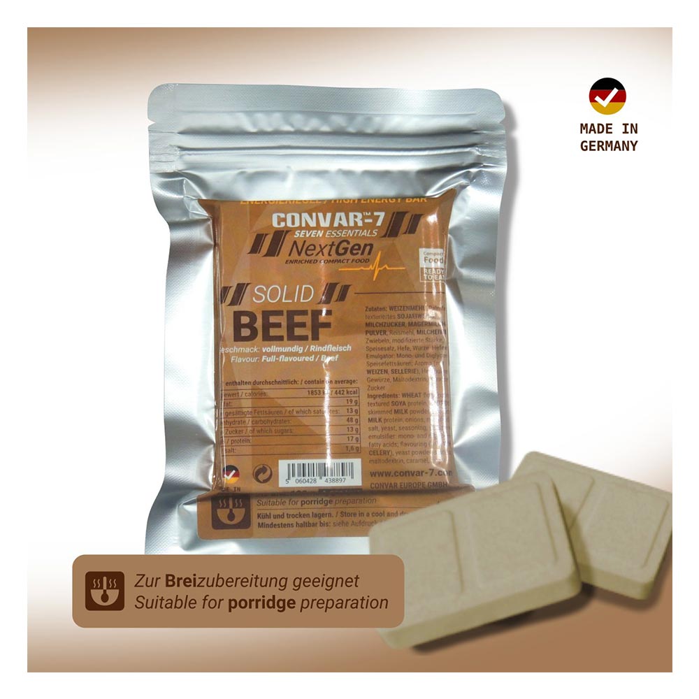 Convar-7 Riegel High Energy Bar NextGen Rindfleisch 120 g Langzeitlebensmittel - Ideal fr Outdoor, Notvorrat und Krisenvorsorge