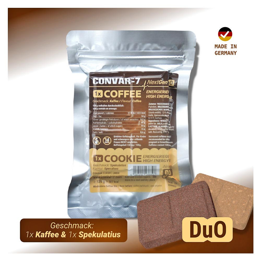 Convar-7 Riegel High Energy Bar NextGen Duo Kaffee & Spekulatius 120 g Langzeitlebensmittel - Ideal fr Outdoor, Notvorrat u