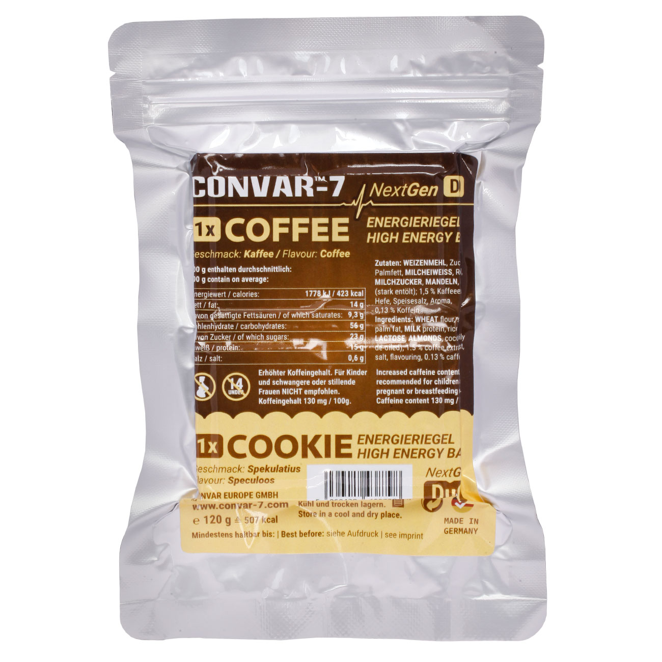 Convar-7 Riegel High Energy Bar NextGen Duo Kaffee & Spekulatius 120 g Langzeitlebensmittel - Ideal fr Outdoor, Notvorrat u Bild 1
