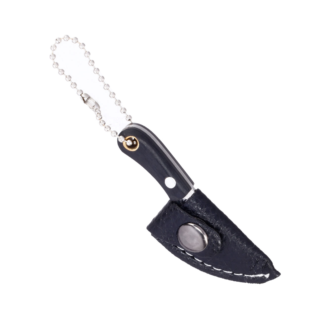 Schlsselanhnger Mini Messer Skinner silber/schwarz inkl. Kunstlederscheide Bild 3