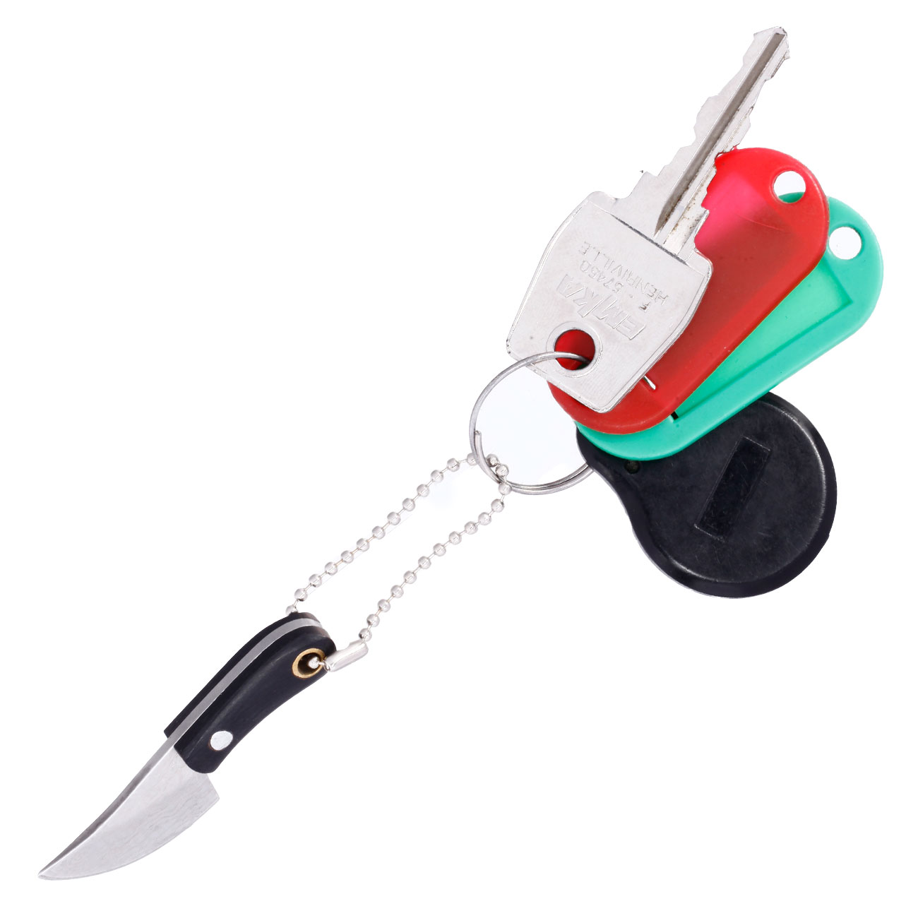 Schlsselanhnger Mini Messer Skinner silber/schwarz inkl. Kunstlederscheide Bild 4