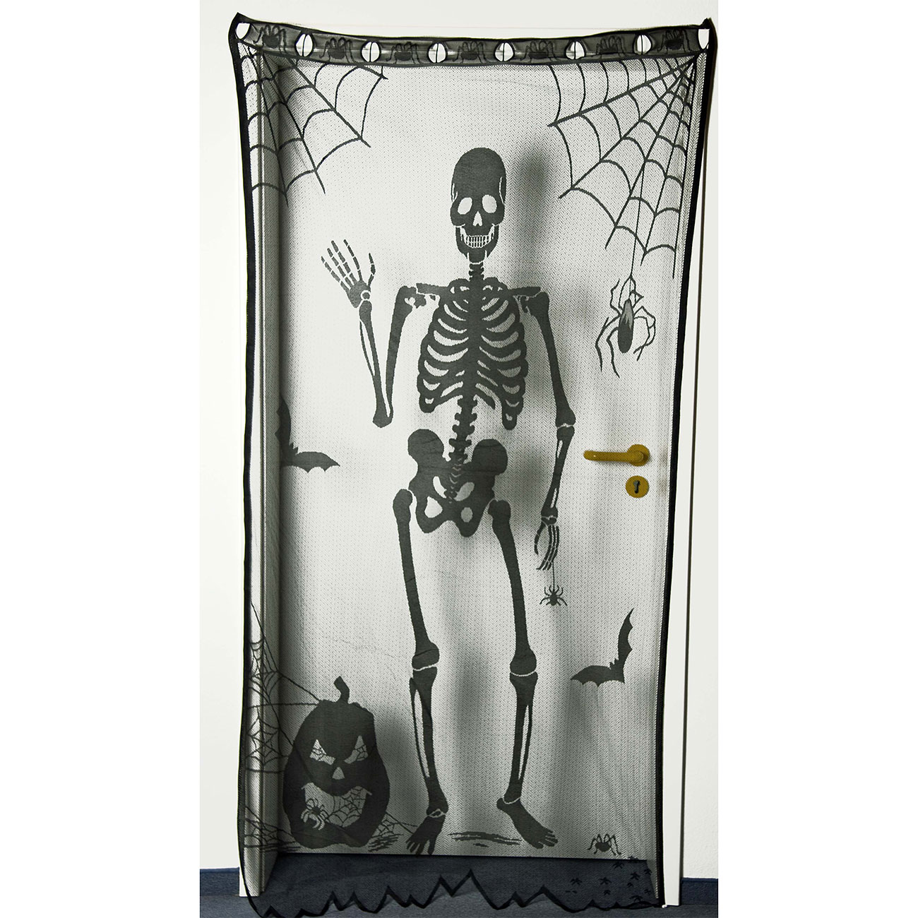 Halloween Trvorhang Skelett schwarz 102 x 208 cm