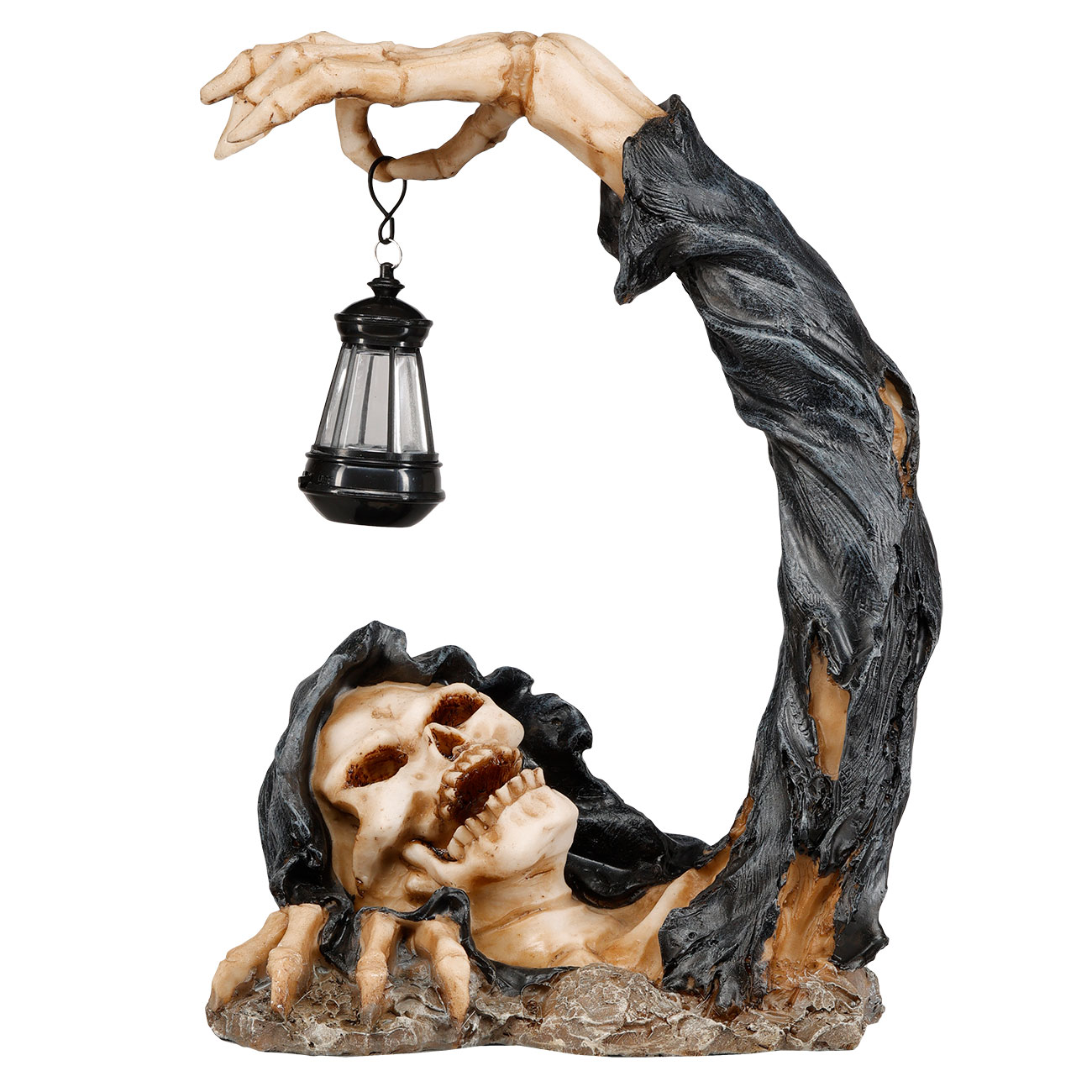 Dekofigur Reaper entsteigt Grab mit LED-Laterne 29 x 21,5 cm Bild 2