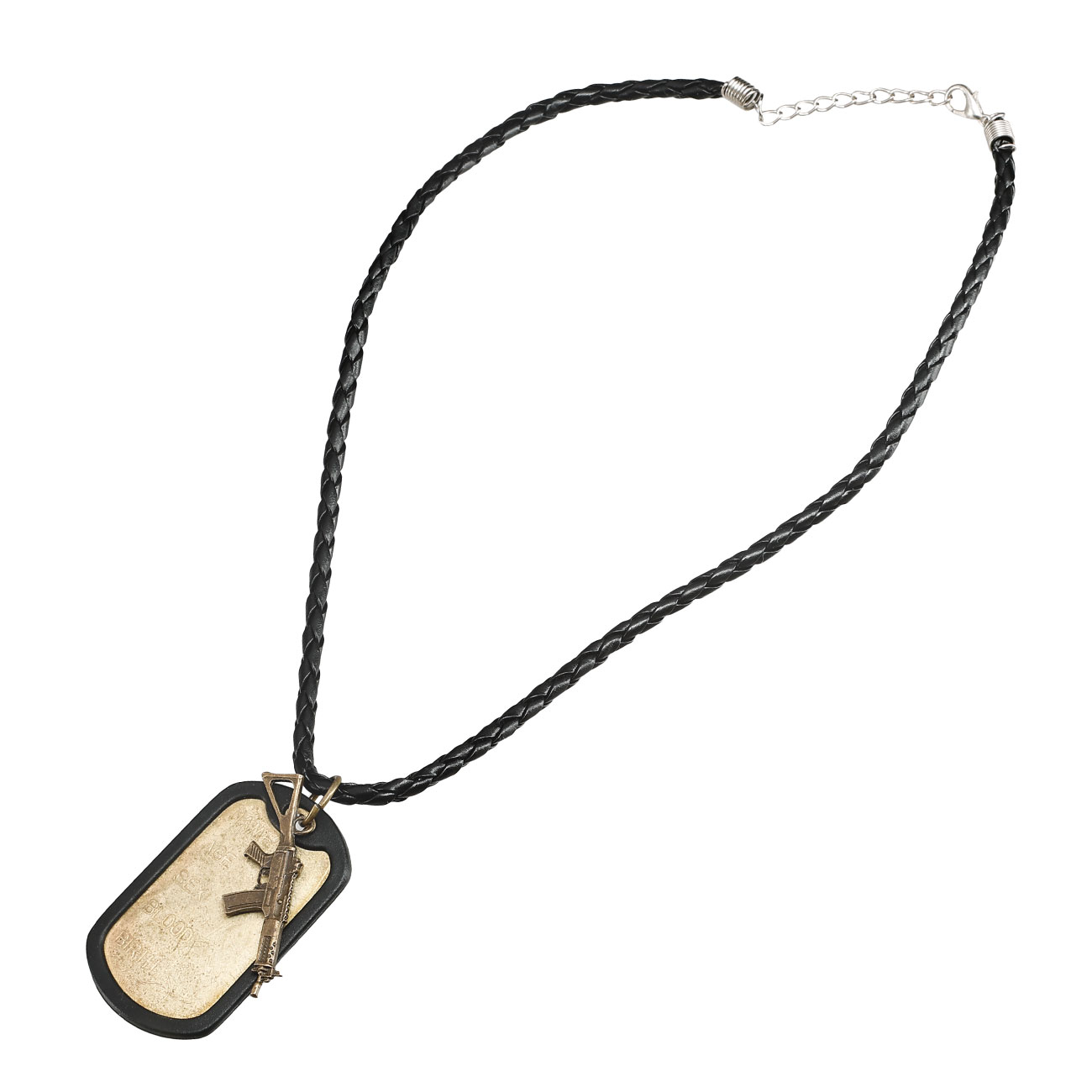 Halskette Dog Tag mit Gewehr messing/schwarz