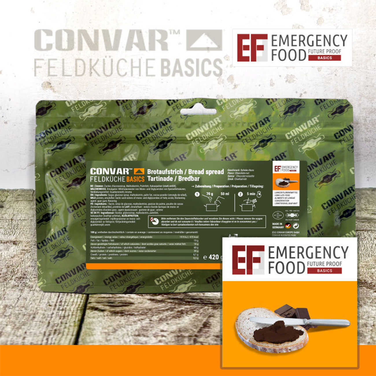 Convar Feldkche Brotaufstrich Schoko Nuss Creme 420 g Beutel