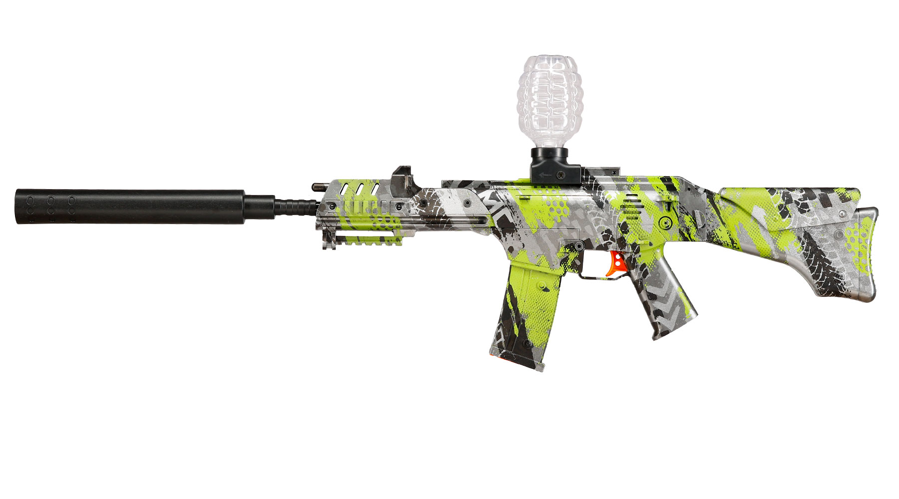 Hydrogel Actionblaster Extreme elektrisch inkl. Akku, Schalldämpfer, Gelkugeln & Schutzbrille camo