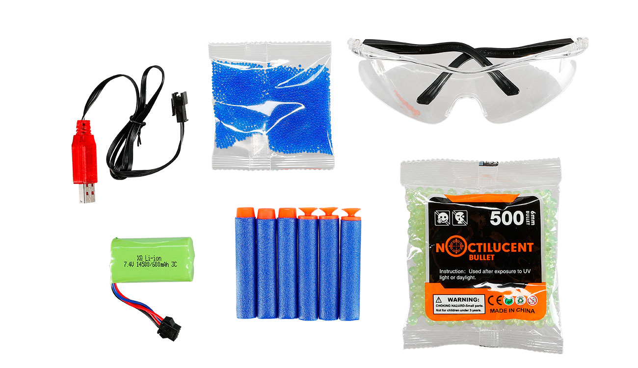 Asgard Actionblaster SW20B elektrisch fr Schaumstoff-Pfeile, Gel- und Airsoftmunition inkl. Akku, Munition & Schutzbrille Bild 11