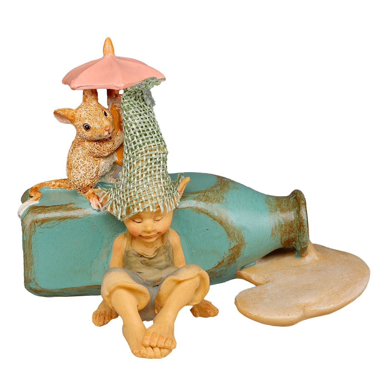 Dekofiguren Pixie Kobold und Maus mit Milchflasche 11 x 8 cm Bild 1
