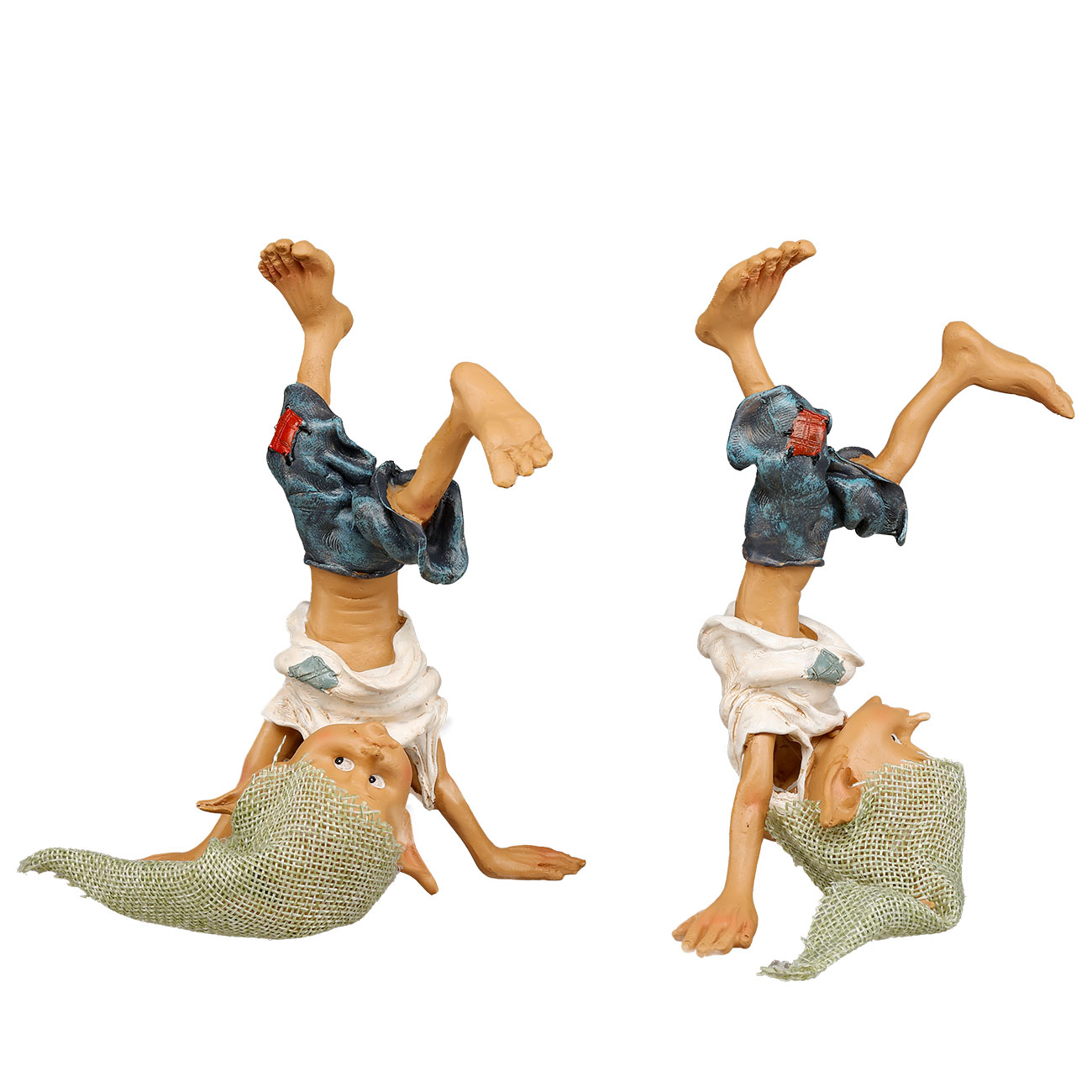 Dekofiguren Pixie Kobold macht Kopfstand 2er Set 11,8 x 15,5 cm
