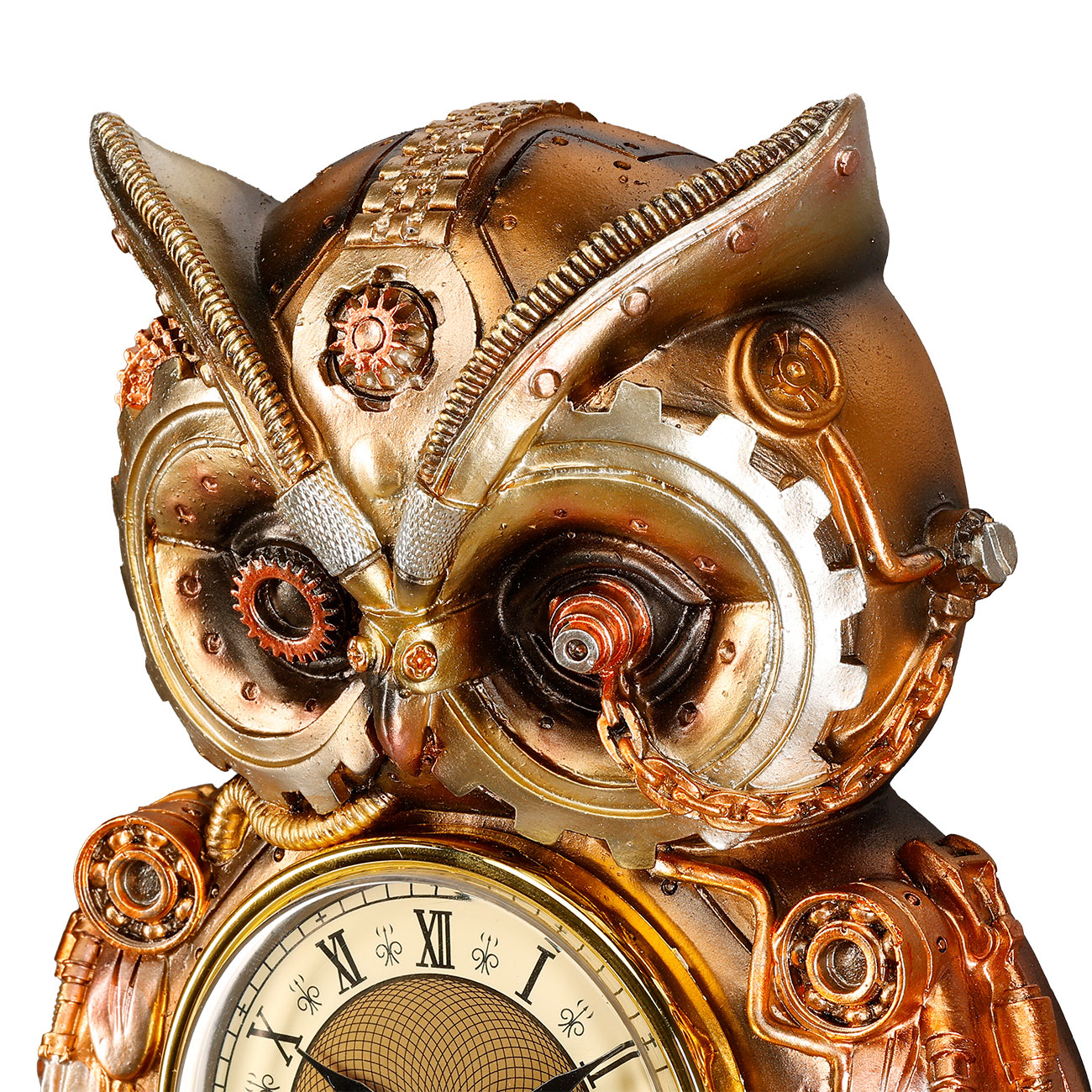Wanduhr Steampunk Eule 20 cm bronziert Bild 1