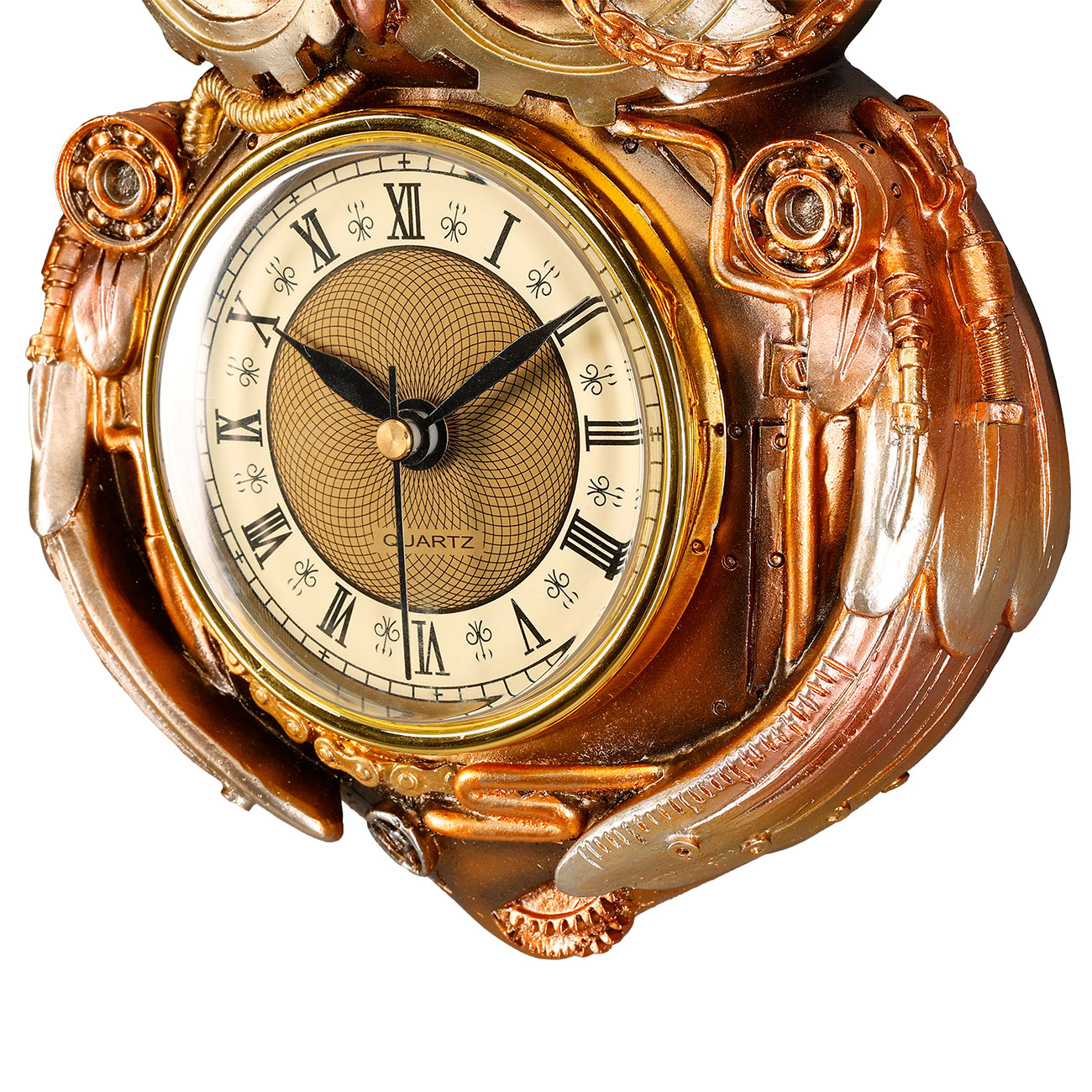 Wanduhr Steampunk Eule 20 cm bronziert Bild 3