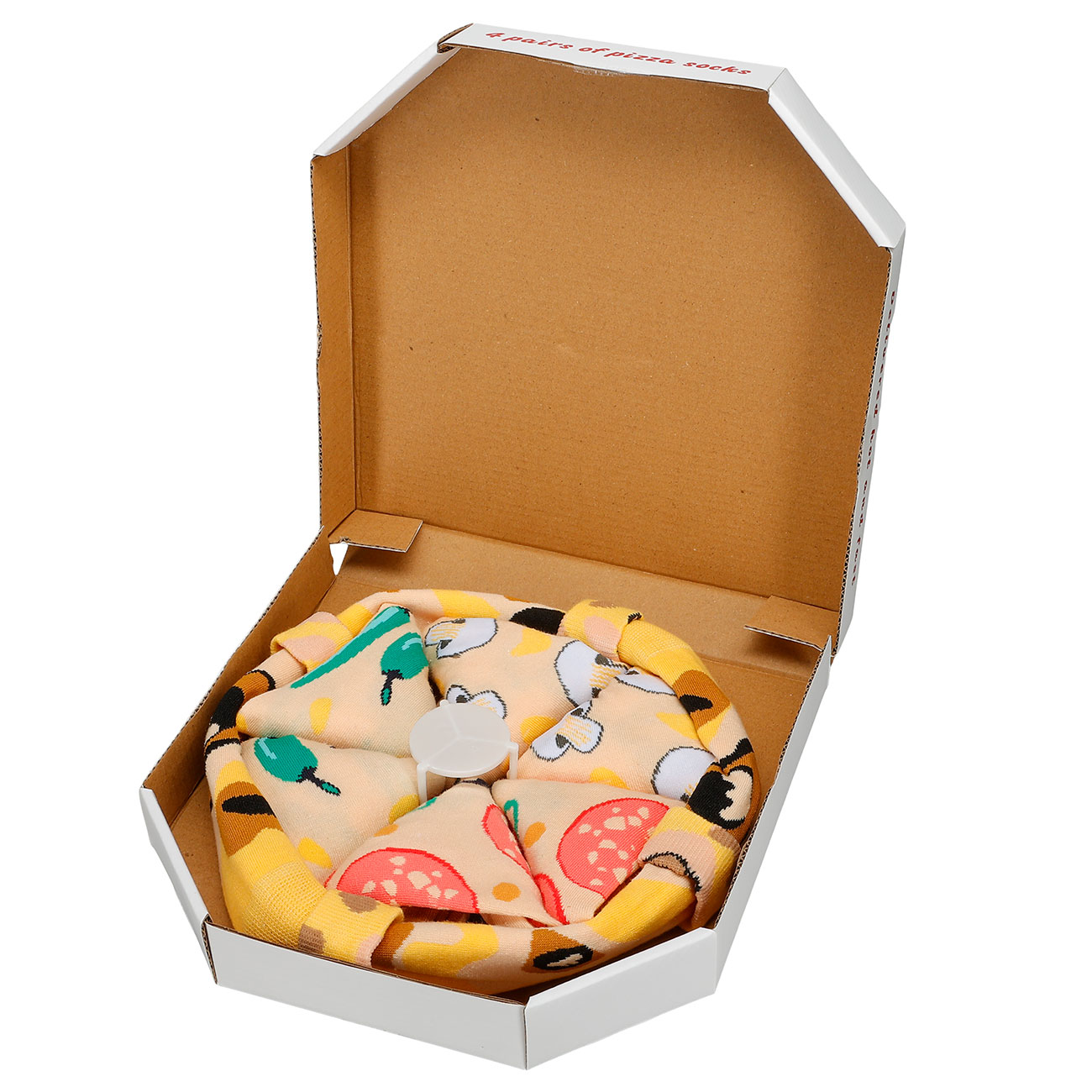 Pizza Socken 4Paar in einer Pizza Box Gr. 41-45 Bild 1