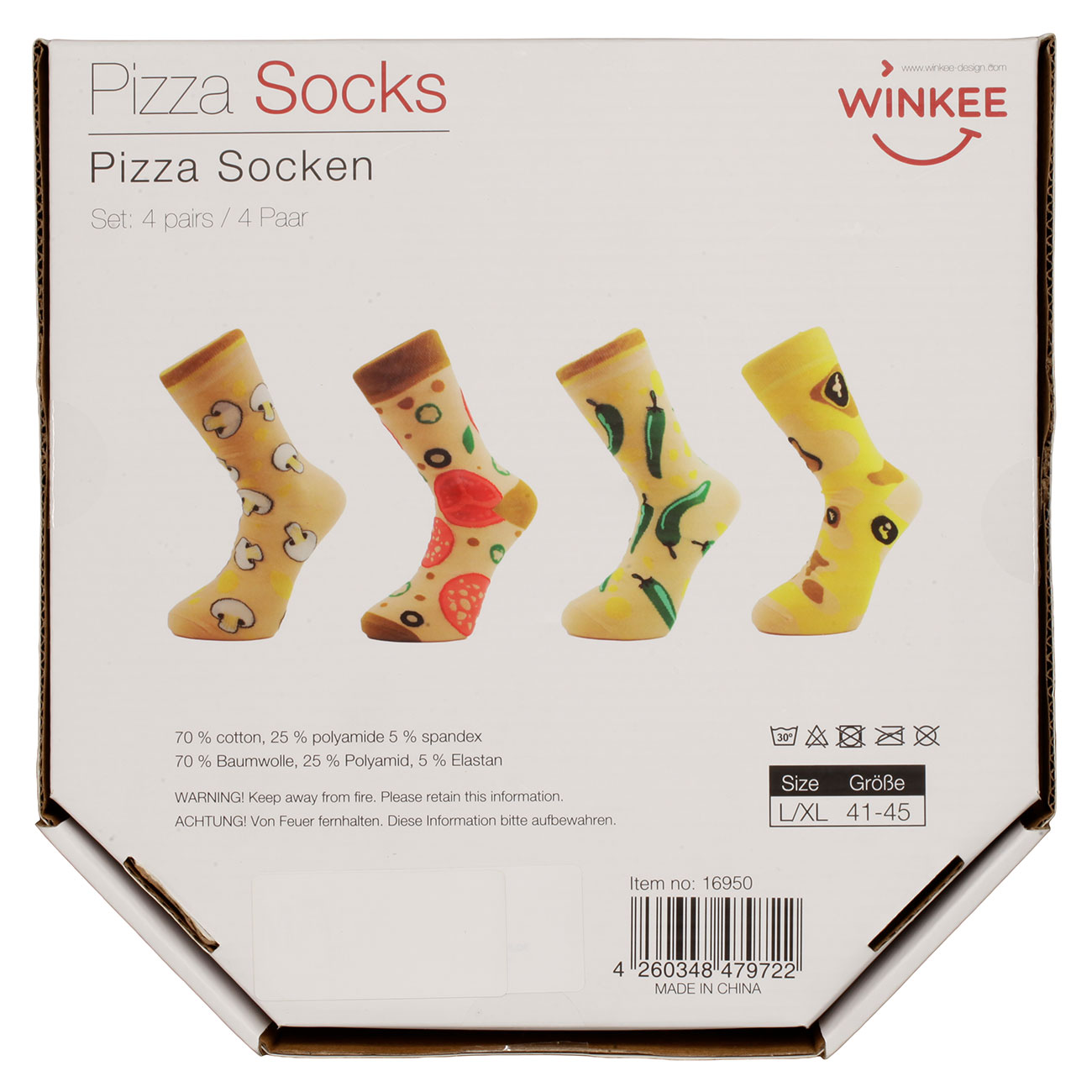 Pizza Socken 4Paar in einer Pizza Box Gr. 41-45 Bild 8