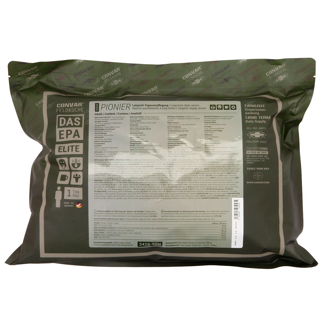CONVAR DAS EPA - PIONIER Tagesration mit Einpersonenpackungen mit lang haltbaren Lebensmitteln Bild 1