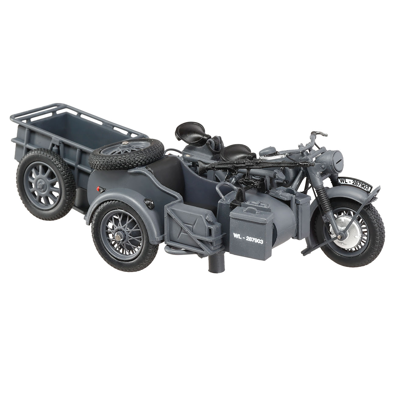 Techno 1:24 BMW R75 Gespann mit Anhänger und Panzerfaust 30 grau Bild 4