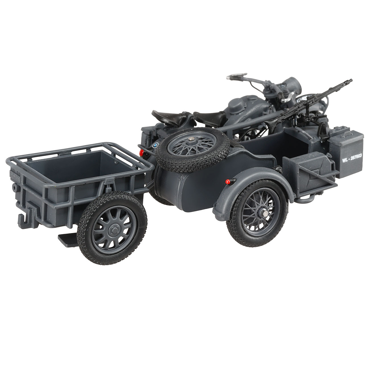 Techno 1:24 BMW R75 Gespann mit Anhänger und Panzerfaust 30 grau Bild 5