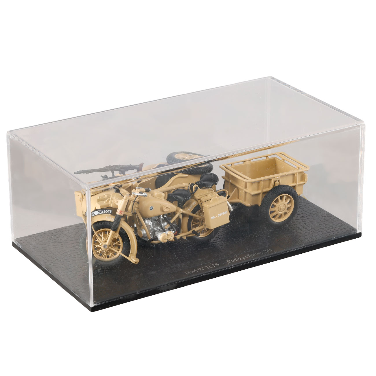 Techno 1:24 BMW R75 Gespann mit Anhänger und Panzerfaust 30 sandfarben