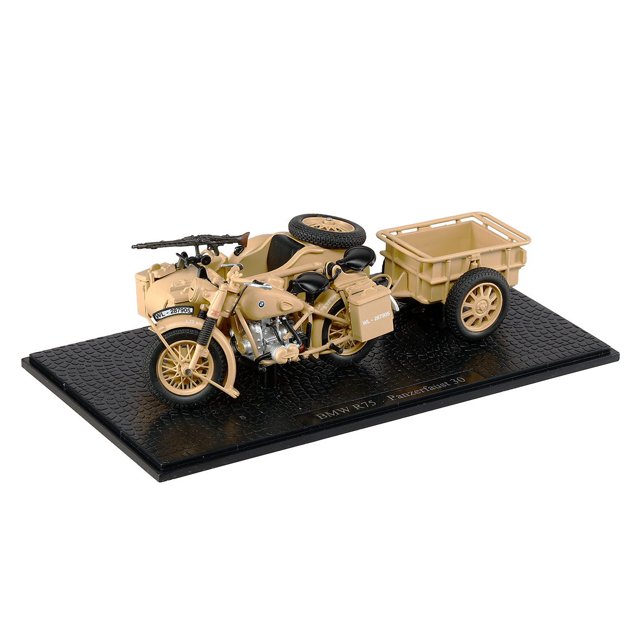 Techno 1:24 BMW R75 Gespann mit Anhänger und Panzerfaust 30 sandfarben Bild 1