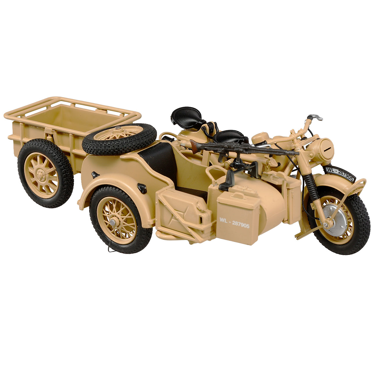 Techno 1:24 BMW R75 Gespann mit Anhänger und Panzerfaust 30 sandfarben Bild 4