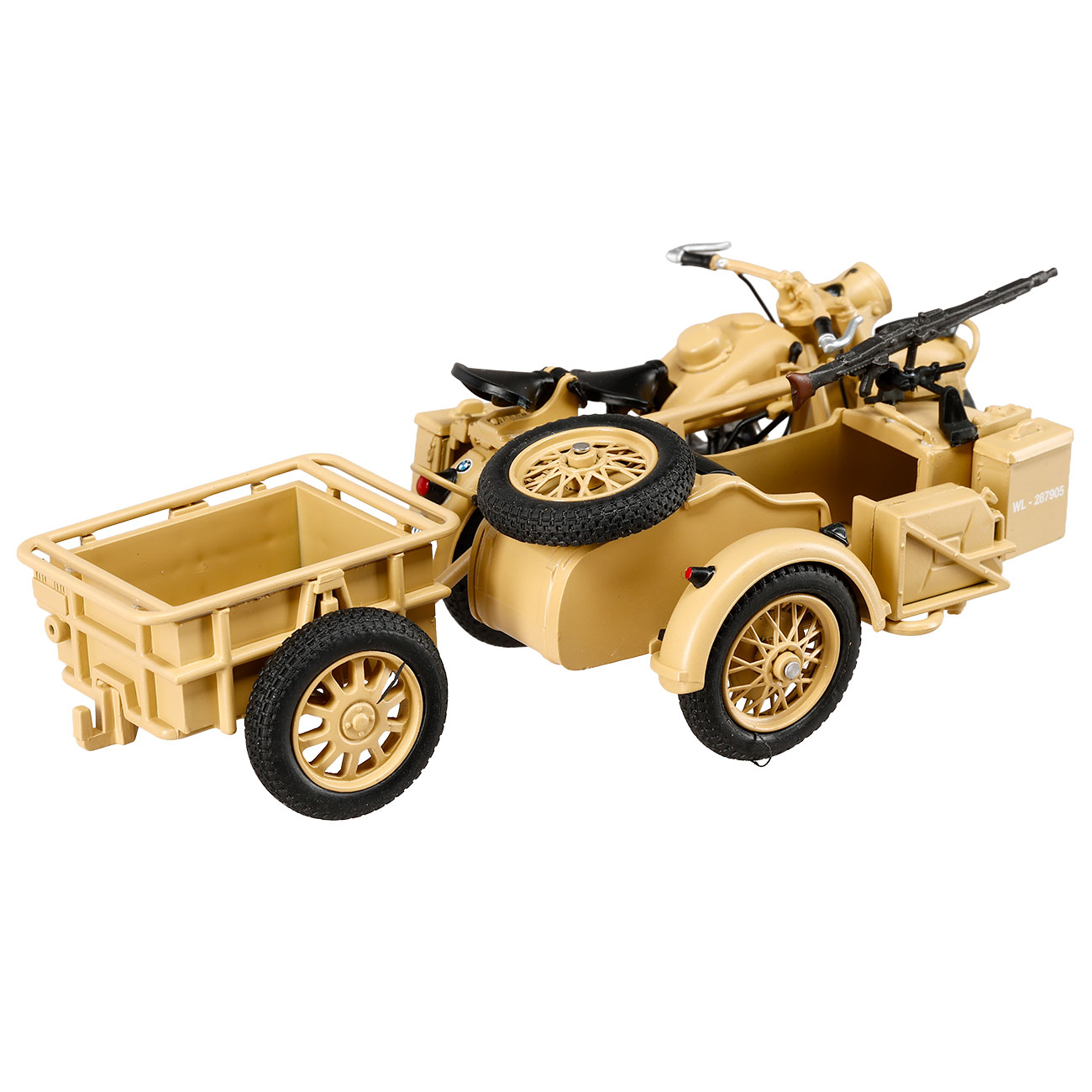 Techno 1:24 BMW R75 Gespann mit Anhänger und Panzerfaust 30 sandfarben Bild 5