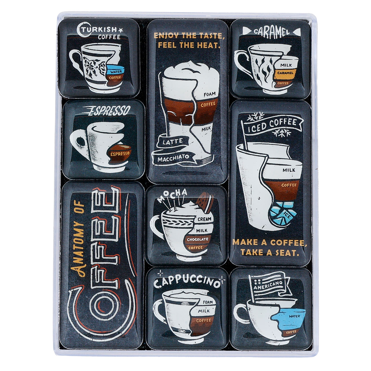 NostalgicArt Magnet-Set Anatomy of Coffee 9 kraftvolle Magnete
